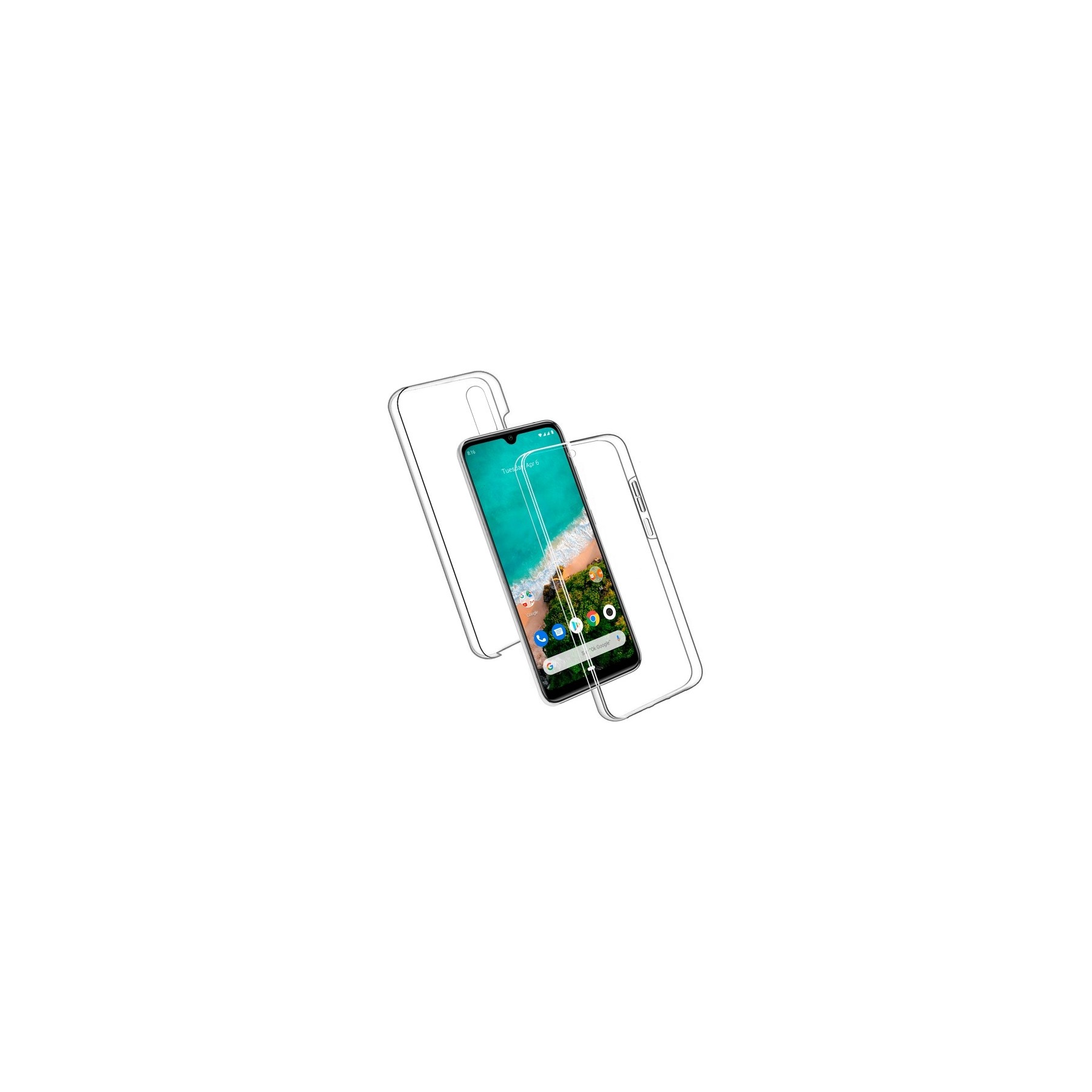 Funda Doble Xiaomi Mi A3 Silicona Transparente Delantera y Trasera