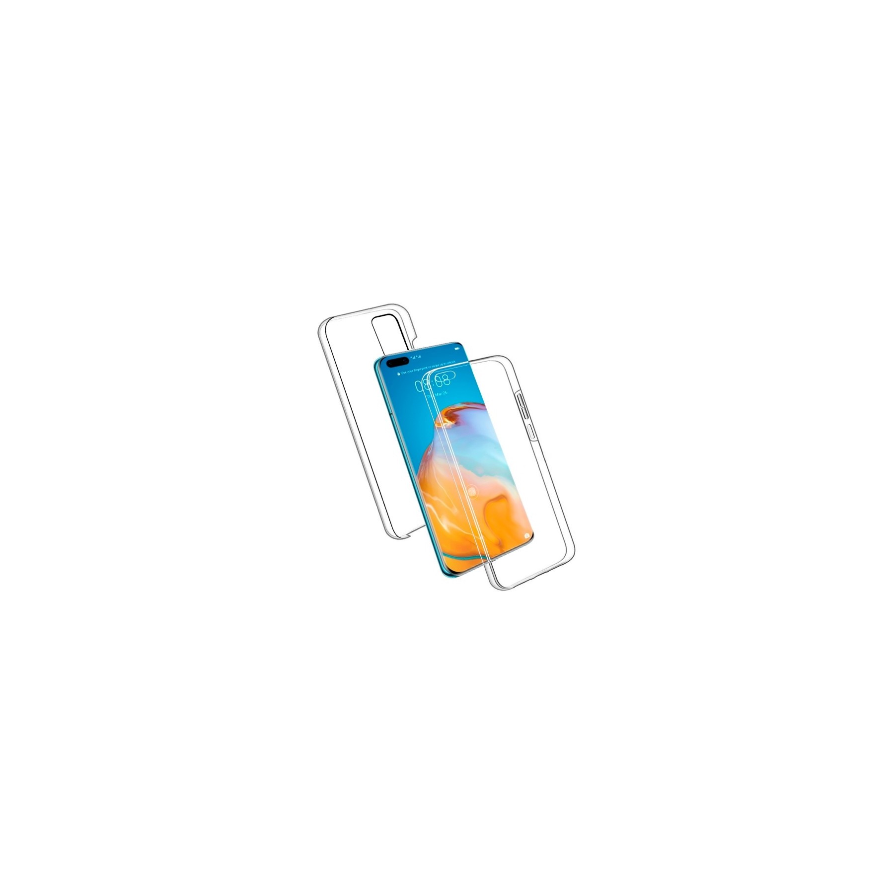 Funda Doble Huawei P40 Pro Silicona Transparente Delantera y Trasera