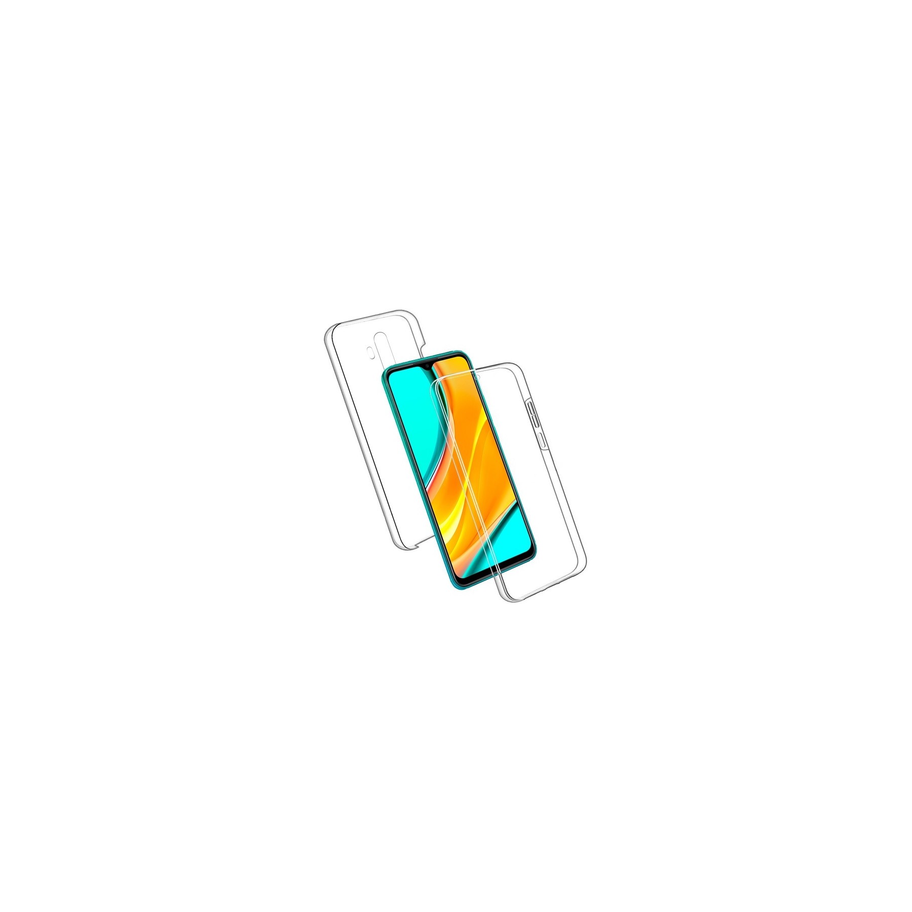 Funda Doble Xiaomi Redmi 9 Silicona Transparente Delantera y Trasera