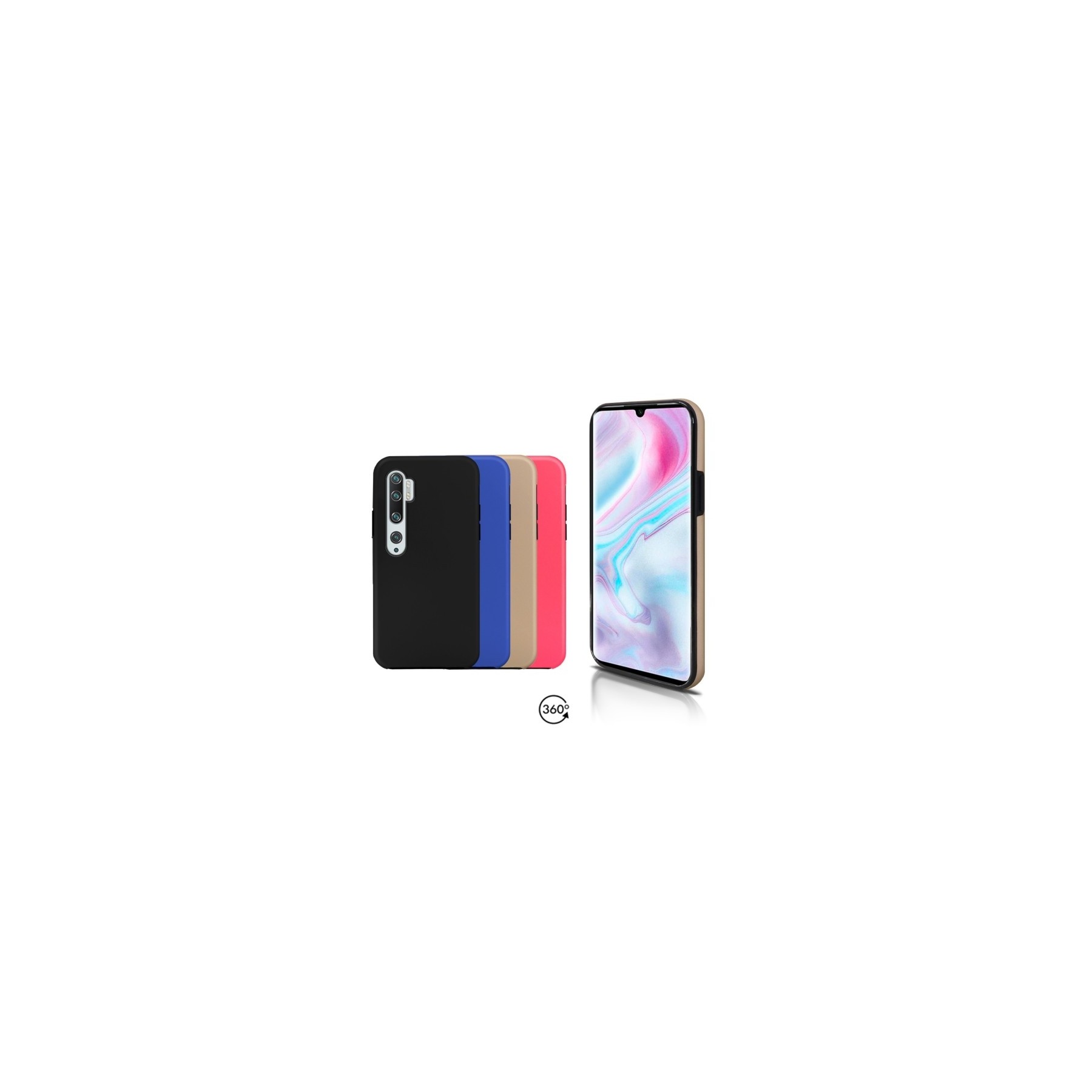 Funda Doble Xiaomi Mi Note 10 Silicona Delantera y Trasera - 4 Colores