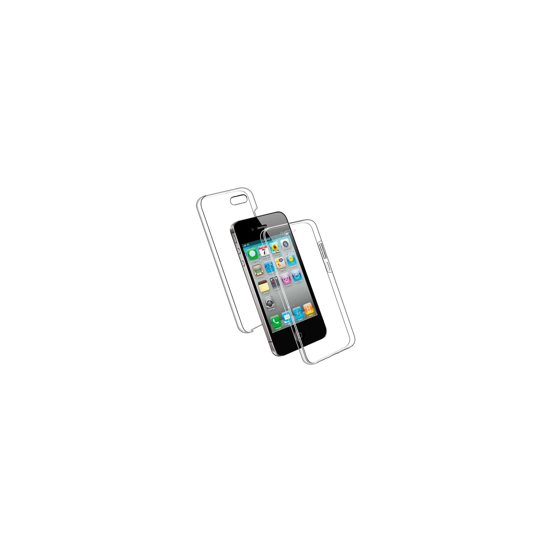 Funda Doble blando iPhone 4 Silicona Transparente Delantera y Trasera