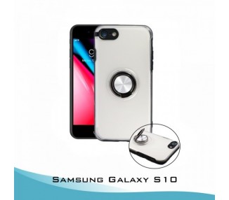 Funda Transparente Antigolpe Samsung Galaxy S10 con Imán y Soporte de Anilla