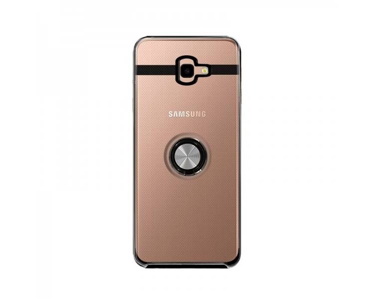 Funda Transparente Antigolpe Samsung Galaxy J4 Plus con Imán y Soporte de Anilla
