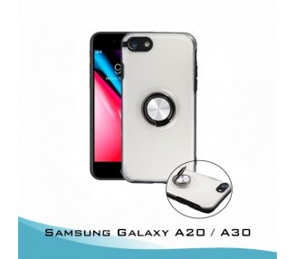 Funda Transparente Antigolpe Samsung Galaxy A20 / A30 con Imán y Soporte de Anilla