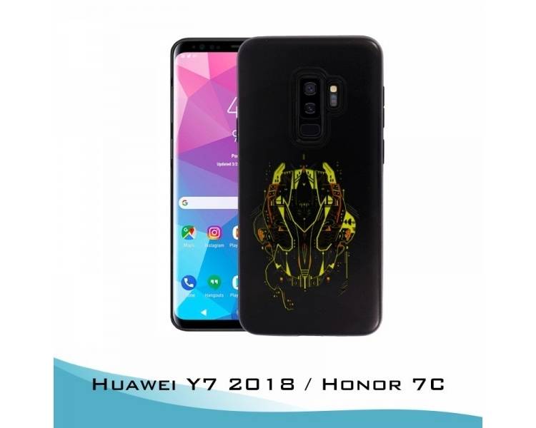 Funda Huawei Y7 2018 Gel 2 piezas Máscara Amarilla