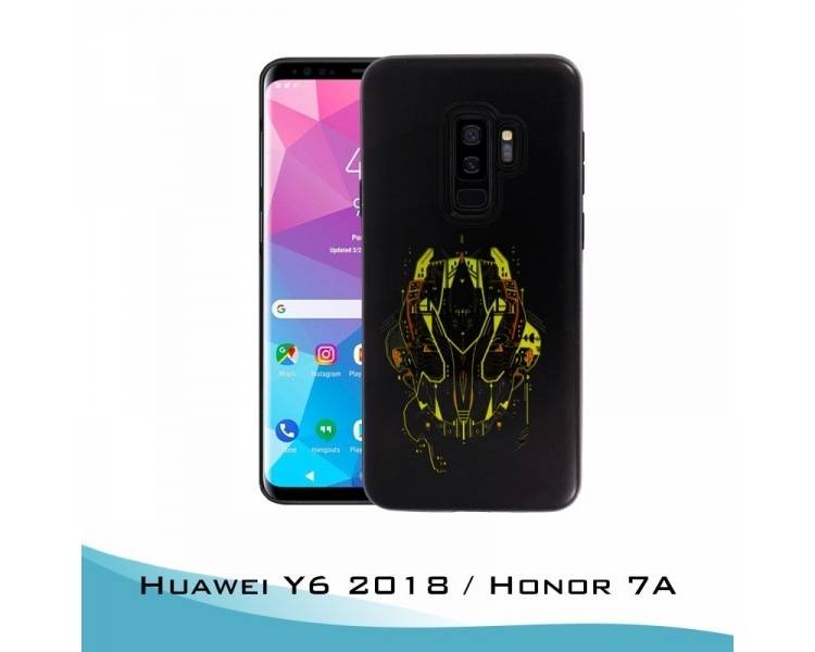 Funda Huawei Y6 2018 Gel 2 piezas Máscara Amarilla