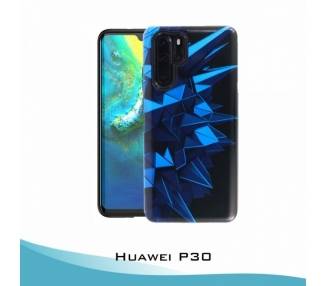 Funda Huawei P30 Gel 2 piezas Triángulos Azules