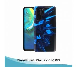 Funda Samsung Galaxy M20 Gel 2 piezas Triángulos Azules