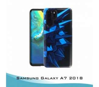 Funda Samsung Galaxy A7 2018 Gel 2 piezas Triángulos Azules