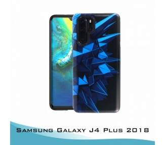 Funda Samsung Galaxy J4 Plus 2018 Gel 2 piezas Triángulos Azules