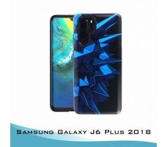 Funda Samsung Galaxy J6 Plus 2018 Gel 2 piezas Triángulos Azules