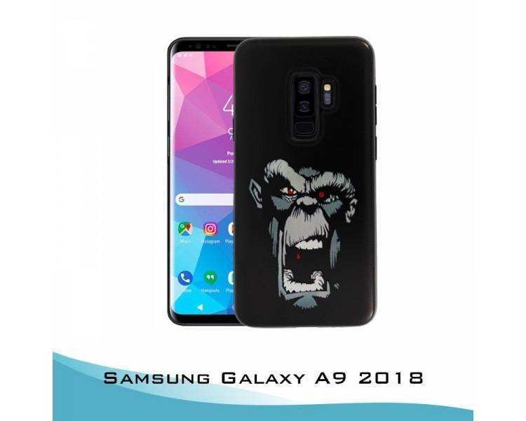 Funda Samsung Galaxy A9 2018 Gel 2 piezas Chimpancé