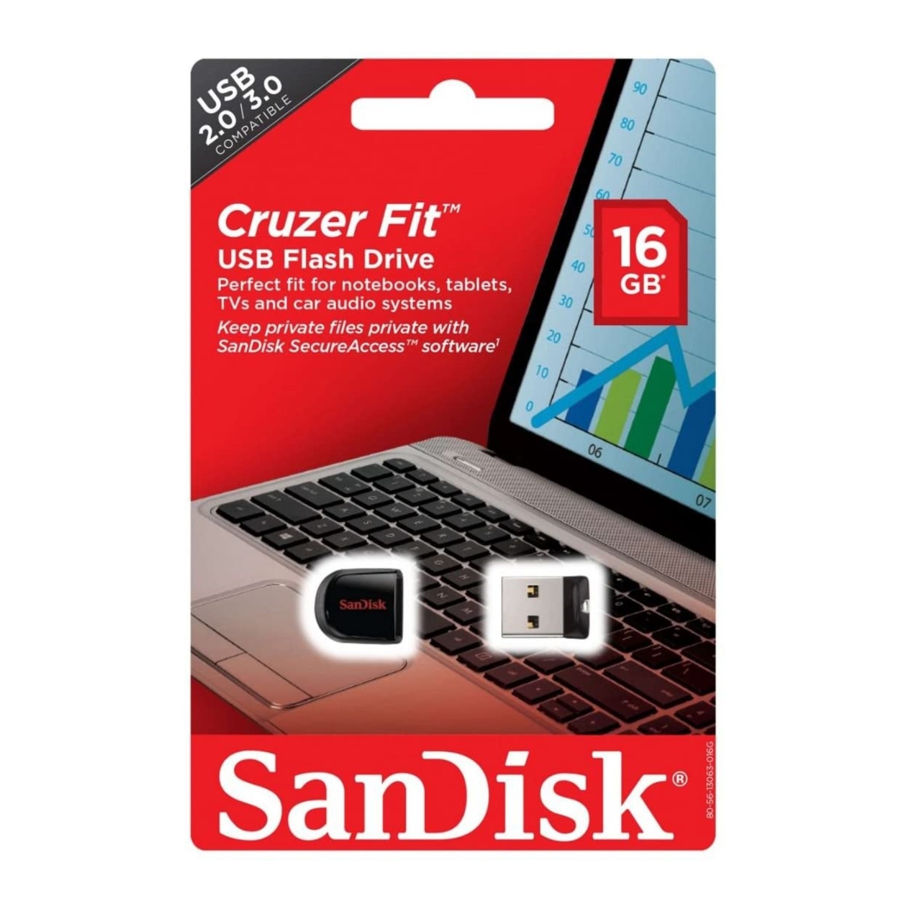 Memoria USB SanDisk Cruzer Fit, 16GB, Pen Drive Memoria Flash USB, Stick