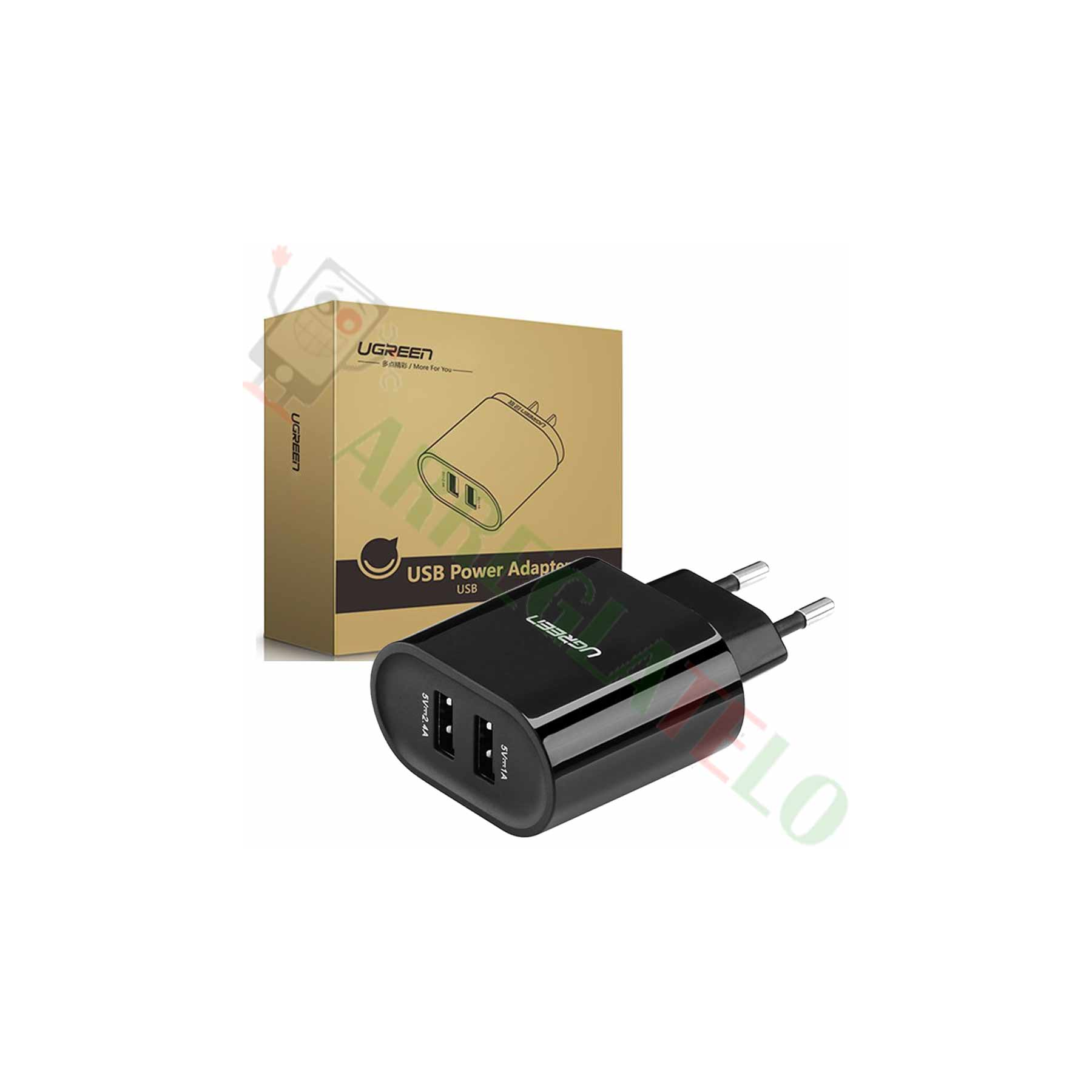 Ugreen 20383 - Cargador Con 2 Puertos Usb (17W/5V, 3.4 A) Negro / Carga Rapida