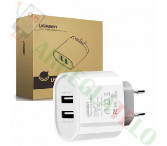 Ugreen 20384 - Chargeur avec 2 ports USB (17W / 5V, 3,4 A) Blanc / Charge rapide  - 1